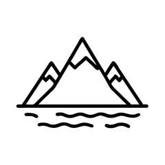 Outline of mountains and lake in minimalist style representing nature  