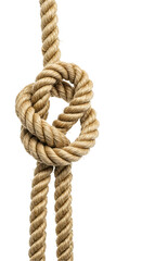 Realistic Isolated Image of Brown Nautical Rope Knot Fiber Twine