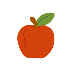 Bright vector illustration of a vibrant red apple with a leaf, perfect for healthy eating concepts, education materials, and fresh produce designs. Ideal for modern, minimalistic projects.