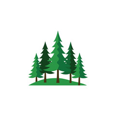 Obraz premium Vector art of Group of evergreen trees isolated on white background