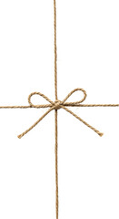 Isolated Brown Bow Tie Knot Twine String Decoration With Transparent Background