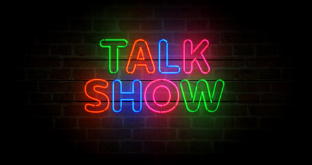Talk show neon light 3d illustration