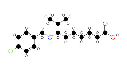 zafuleptine molecule, structural chemical formula, ball-and-stick model, isolated image antidepressant © Сергей Шиманович