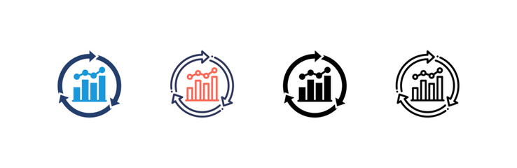Continuous Improvement Icon set multiple style collection