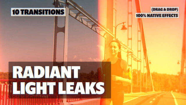 Radiant Light Leaks Transitions | Seamless Native Graphics (Drag & Drop)