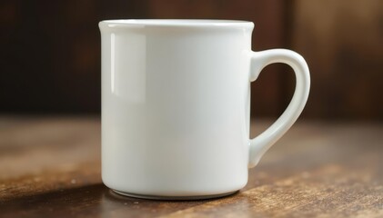 Fototapeta premium Classic white ceramic mug, handle detail visible, isolated, image