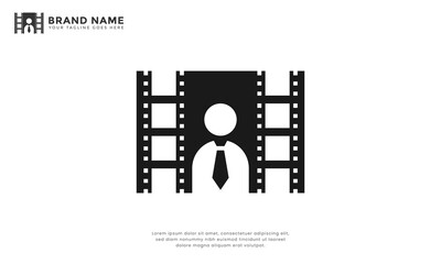 Business Man Cinema Film Logo. Modern logo combine film strip with business man icon.