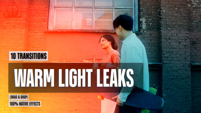 Warm Light Leaks Transitions | Seamless Native Graphics (Drag & Drop)