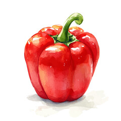 My Watercolor illustration, red bell pepper painting illustration isolated on a white background, illustration, AI painting design, vector illustration set, eps format