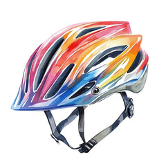 Fototapeta premium My Watercolor illustration, colorful bicycle helmet painting illustration isolated on a white background, illustration, AI painting design, vector illustration set, eps format