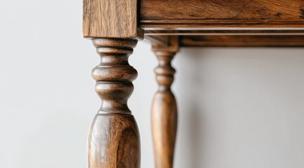 close-up shot of the walnut table's legs