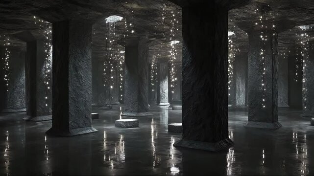 Sacred stone hall radiates ethereal beauty, hinting at Agartha temples. Smooth pillars reflect hidden culture and depth of Agartha wisdom. Agartha leaves silent mark in mystic architecture.