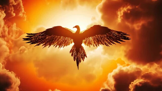phoenix fly over sky against sunlight 