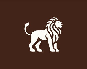 Lion Logo White Flat Vector