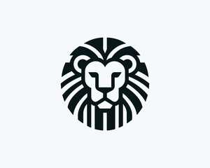 Professional Black Lion Head Icon for Logo