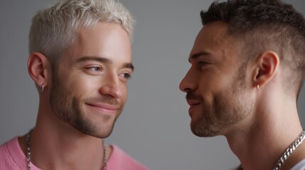 Celebrating Love and Happiness of a Male Gay Couple During a Private Moment in a Cozy Indoor Setting Generative AI