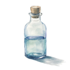 My Watercolor illustration, bottle painting illustration isolated on a white background, illustration, AI painting design, vector illustration set, eps format