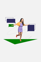 Trendy sketch pop artwork collage of happy girl guy stand bubble communication speech chat dialogue...