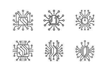 electrical circuit board line art vector illustration