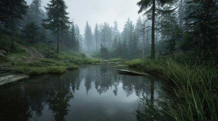 Obraz premium river in the forest