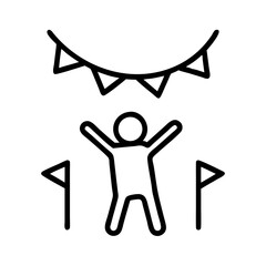 Happy man rejoices with holiday flags