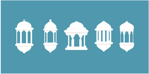 Fototapeta premium Eid Lantern Icon Collection. Traditional Islamic Lamp Vector Set for Ramadhan, Eid Mubarak, Arabic Festival Decoration, and Muslim Religious Celebration Graphic Element