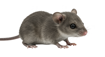 Isolated Close Up Gray Mouse Rodent Mammal Wildlife on Transparent Background
