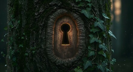 Secret Keyhole in Ancient Bark