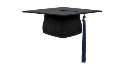 Graduation Mortarboard Cap on Isolated on Transparent Background Symbolizing Academic Success for Graduation Achievement and Celebration in Higher Education Concept