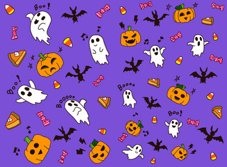 halloween background Pumpkin Bat Ghost Candy Pumpkin Pie Candy corn 3