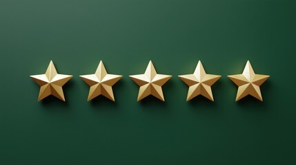 Four Golden Stars Displayed Against a Deep Green Background for a Rating Concept in User Feedback Generative AI