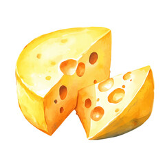 My Watercolor illustration, cheddar cheese painting illustration isolated on a white background, illustration, AI painting design, vector illustration set, eps format