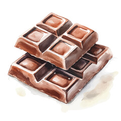 My Watercolor illustration, illustration chocolate bar painting isolated on a white background, illustration, AI painting design, vector illustration set, eps format