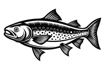 Obraz premium Detailed Black and Salmon Illustration with Circular and Spotted Pattern Design