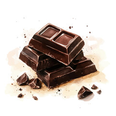 My Watercolor illustration, illustration chocolate painting isolated on a white background, illustration, AI painting design, vector illustration set, eps format