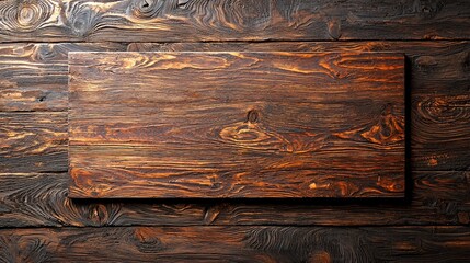 a rustic wooden wall with a horizontal blank signboard mockup, surrounded by aged textures, vintage nails, faded paint, natural grain patterns, and warm brown tones, ideal for branding design