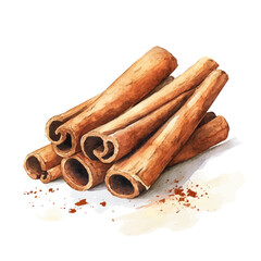My Watercolor illustration, illustration cinnamon painting isolated on a white background, illustration, AI painting design, vector illustration set, eps format