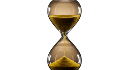 Transparent Background of Golden Sand Hourglass Measuring Time Flowing