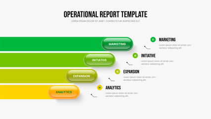 Investor Profile 4 Step Diagram Presentation Design. Company Proposal Frame Layout Vector Illustration. Professional Forecast Four Option Infographic Slide Template.