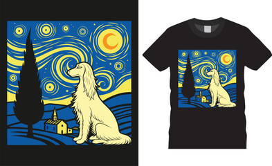 Obraz premium The Starry Night Afghan Hound Colorful typography vector t-shirt design template