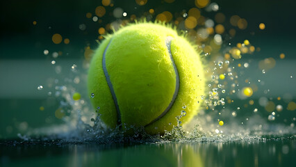 Quantum Particle Physics: Tennis Ball with Subatomic Energy Representing Fundamental Forces