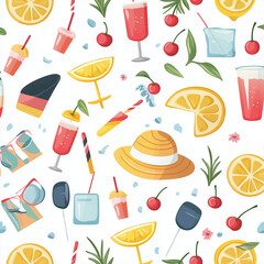 seamless pattern with oranges and leaves