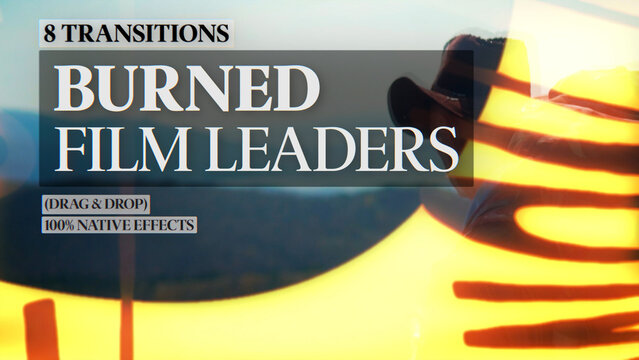 Burned Film Leaders Transitions | Seamless Native Graphics (Drag & Drop)