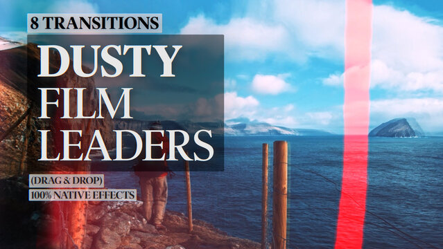 Dusty Film Leaders Transitions | Seamless Native Graphics (Drag & Drop)