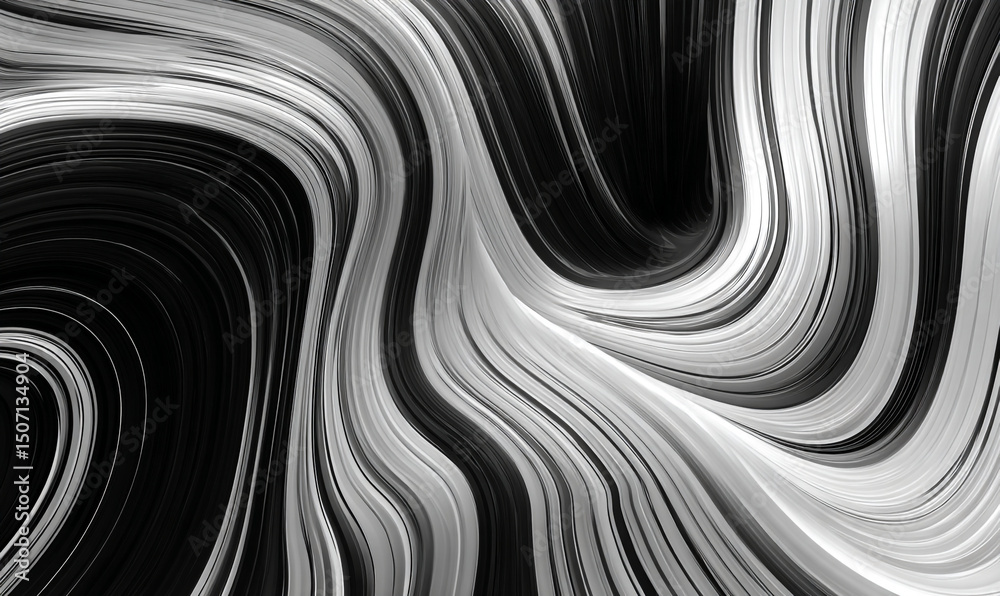 Poster abstract monochrome background with flowing lines creating a dynamic and elegant visual texture art