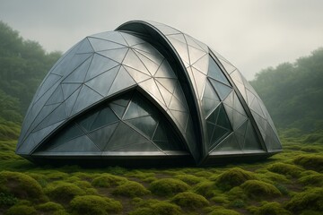 Futuristic Semi-Arched Taco-Inspired Building with Vertical Gardens