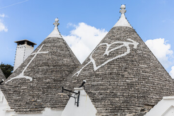 Close-Up of Trulli Roofs in Alberobello Highlighting the Unique Stone Architecture of Southern Italy