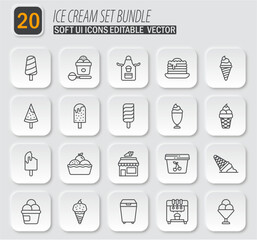Ice Cream Icons Set Vector Illustration for Summer Sweet Treats and Dessert Design Projects