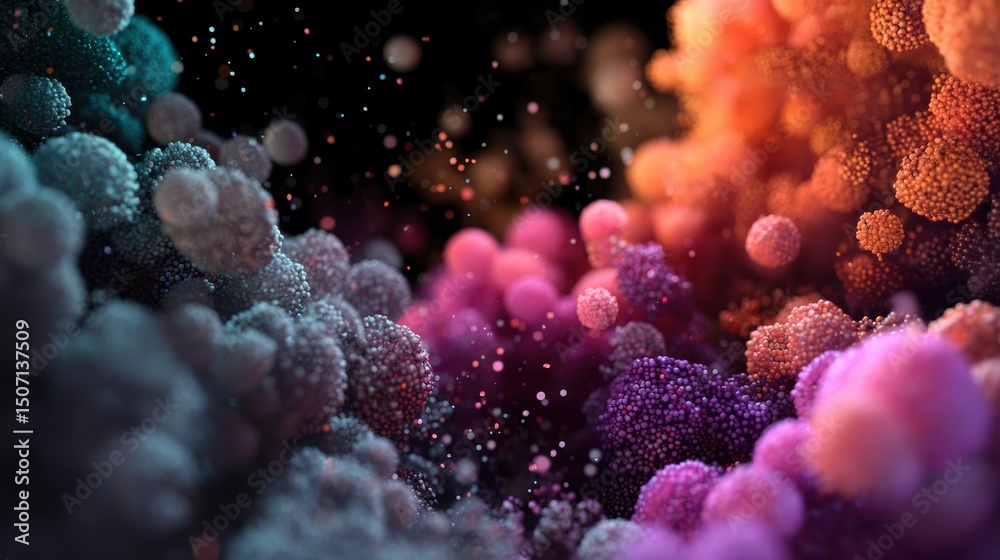 Fototapete Abstract 3D Colorful Particle Music Visualizer