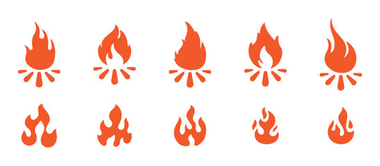 set of fire flames icon